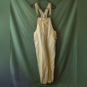 VINTAGE Linen Light Yellow Overalls Size 8 🛍️ Real Comfort